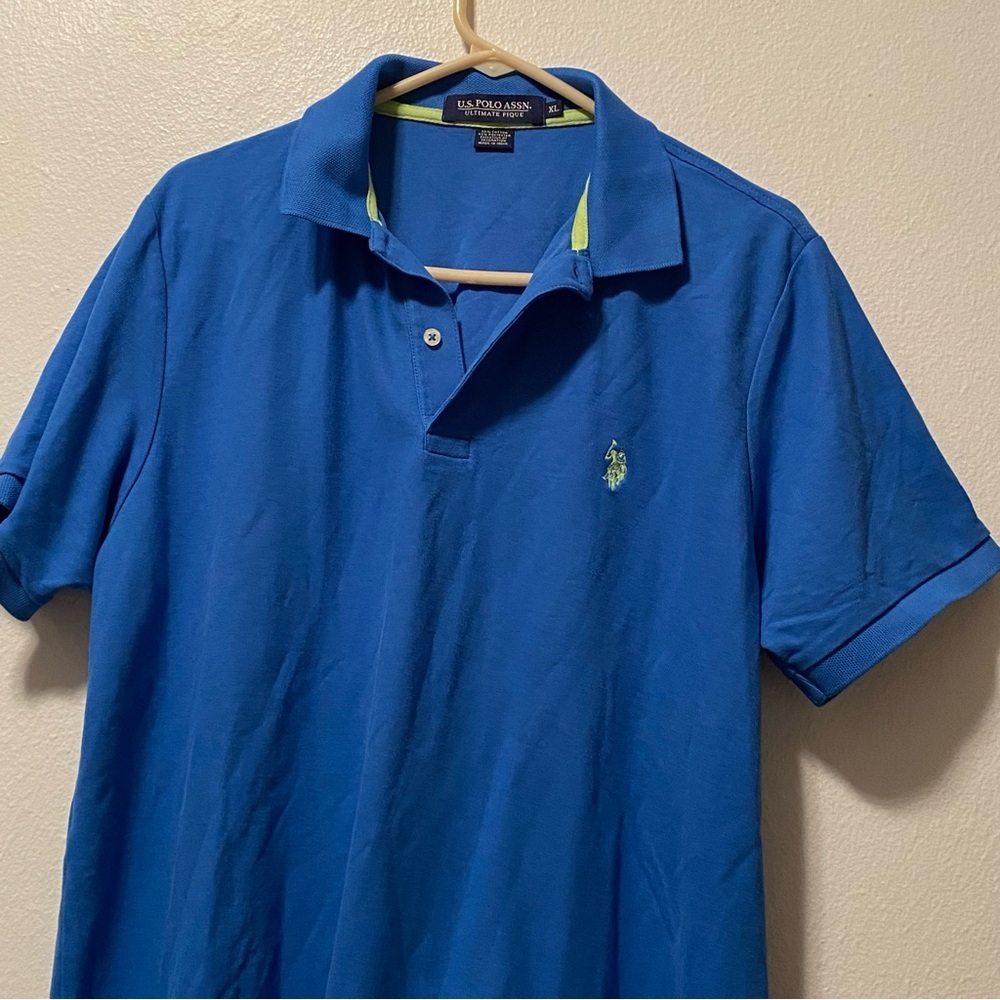 U.S.Polo Assn.Shirt Mens Size XL Pullover Blue Collared Cotton Blend